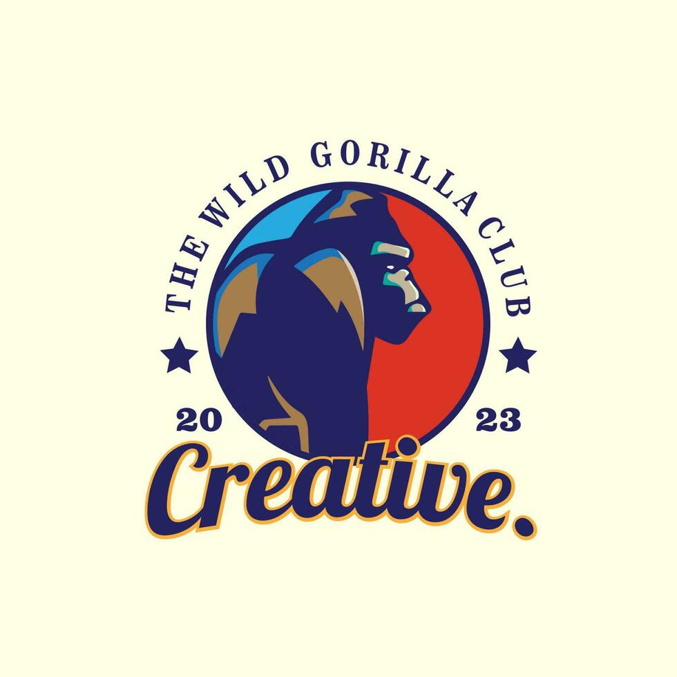 ontwerp wijnoogst logo gorilla vector illustratie