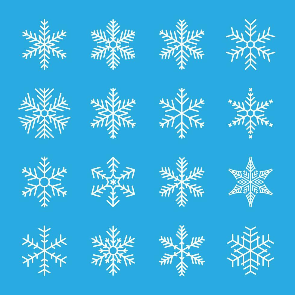 sneeuwvlok winter reeks van blauw geïsoleerd icoon silhouet Aan wit achtergrond. vector illustratie