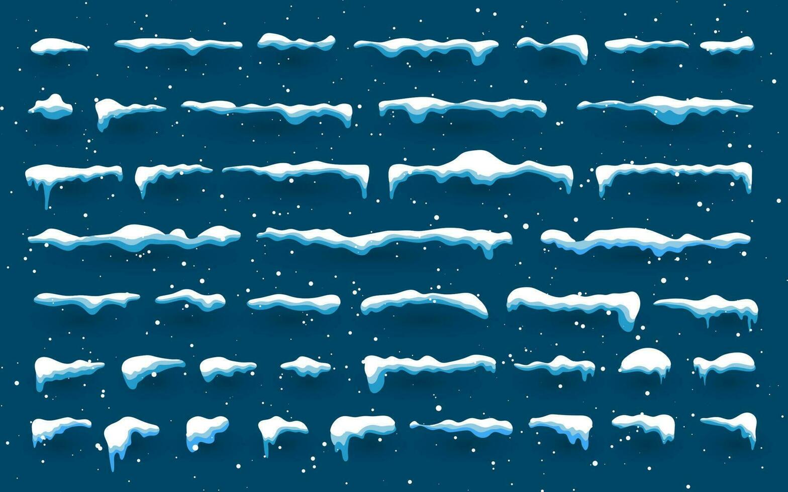 sneeuw, ijs pet met schaduw. besneeuwd elementen Aan winter achtergrond. sneeuwval en sneeuwvlokken. Kerstmis en nieuw jaar, winter seizoen. vector illustratie