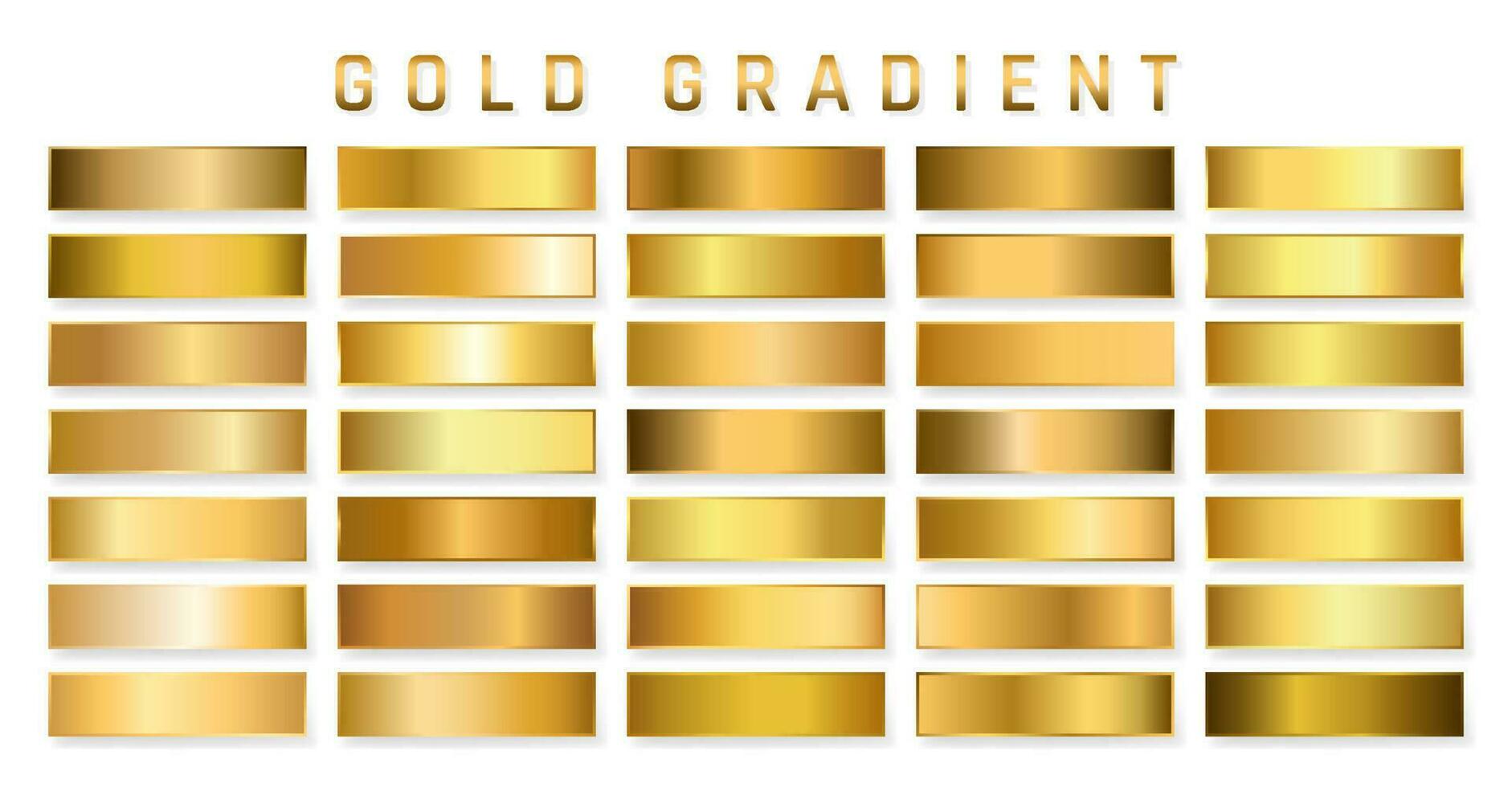 verzameling van gouden metalen verloop. briljant borden met goud effect. vector illustratie