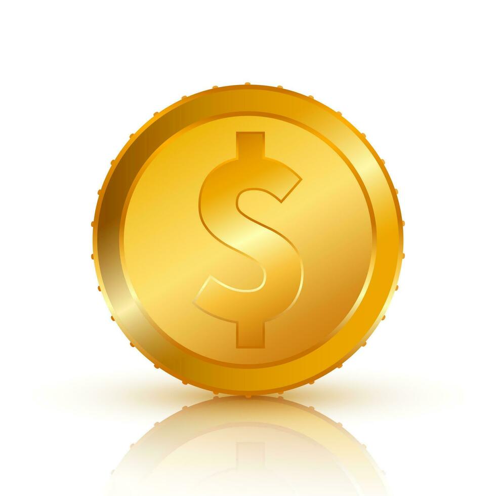 dollar goud munt geïsoleerd Aan wit achtergrond. vector illustratie