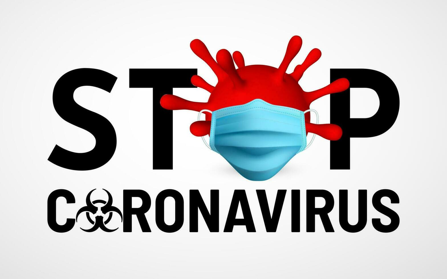 hou op coronavirus covid19, 2019-nkov. illustratie van virus eenheid medisch masker. wereld pandemisch concept. vector illustratie