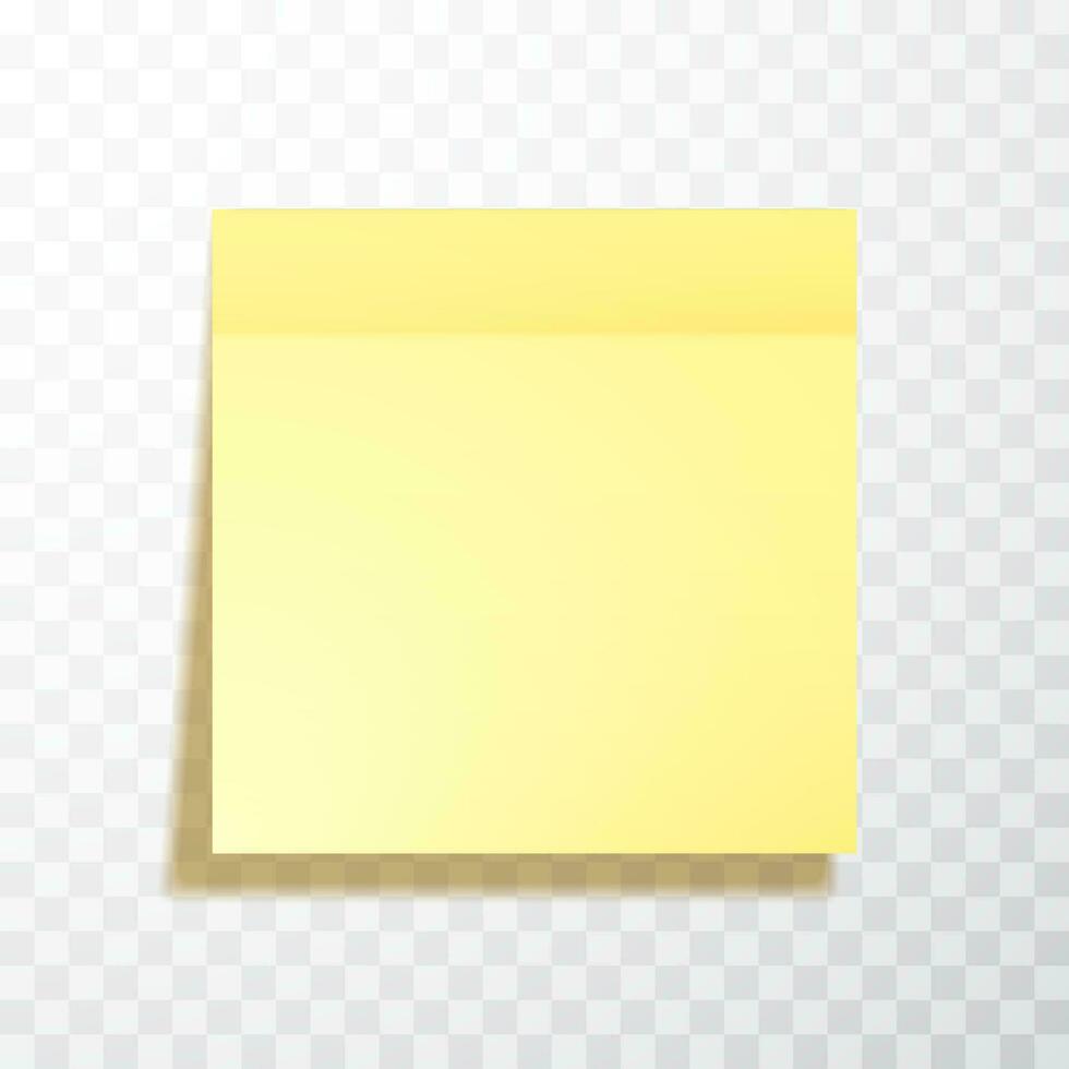 geel gekleurde vel van Notitie papieren met schaduw, klaar voor uw bericht. realistisch. vector illustratie