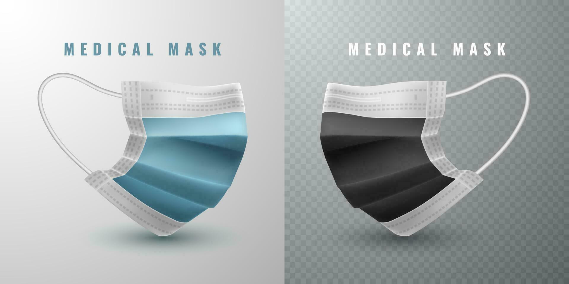 realistisch medisch gezicht masker. details 3d medisch masker. vector illustratie