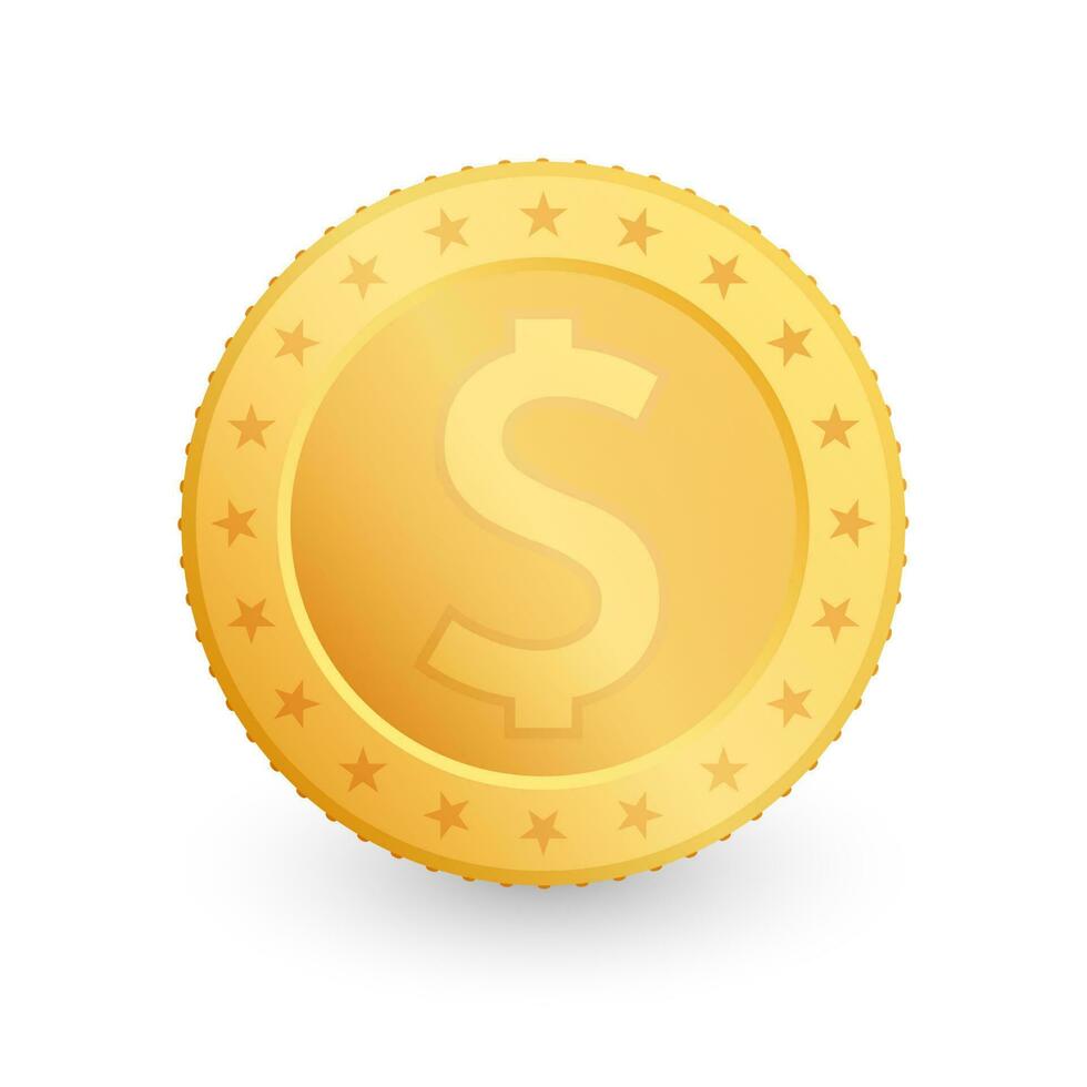 dollar goud munt geïsoleerd Aan wit achtergrond. vector illustratie