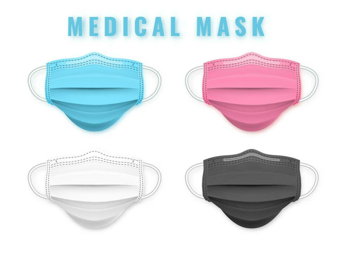 realistisch medisch gezicht masker. details 3d medisch masker. vector illustratie