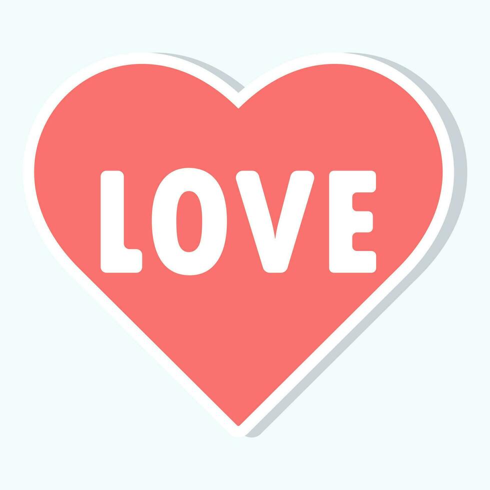 roze sticker hart met de opschrift liefde. vector illustratie