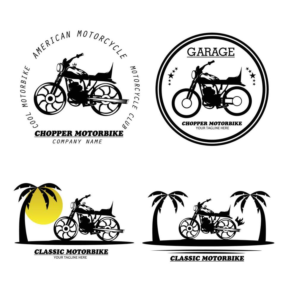 wijnoogst klassiek motorfiets silhouet verzameling reeks vector