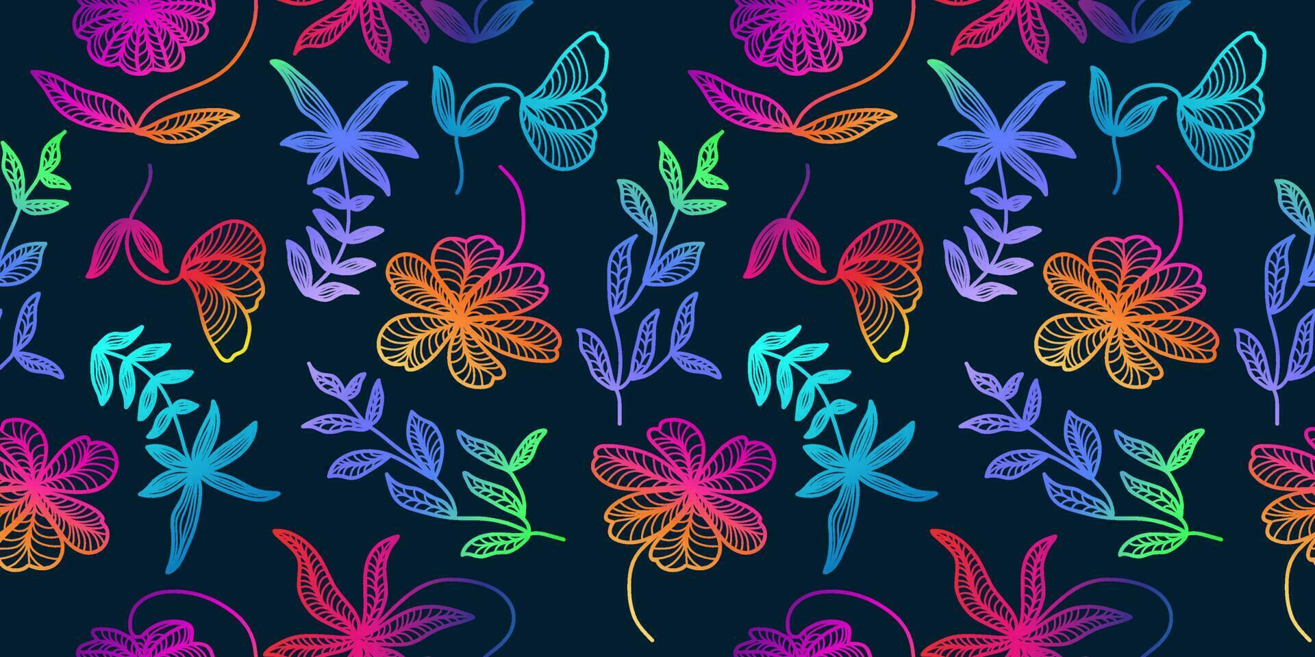 kleurrijk naadloos bloemen patroon met helling stijl. hand- getrokken bloem motief voor mode, behang, omhulsel papier, achtergrond, kleding stof, textiel, kleding, en kaart ontwerp vector