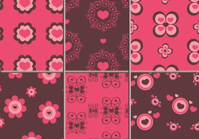 Pink & Brown Hearts Illustrator Patterns vector