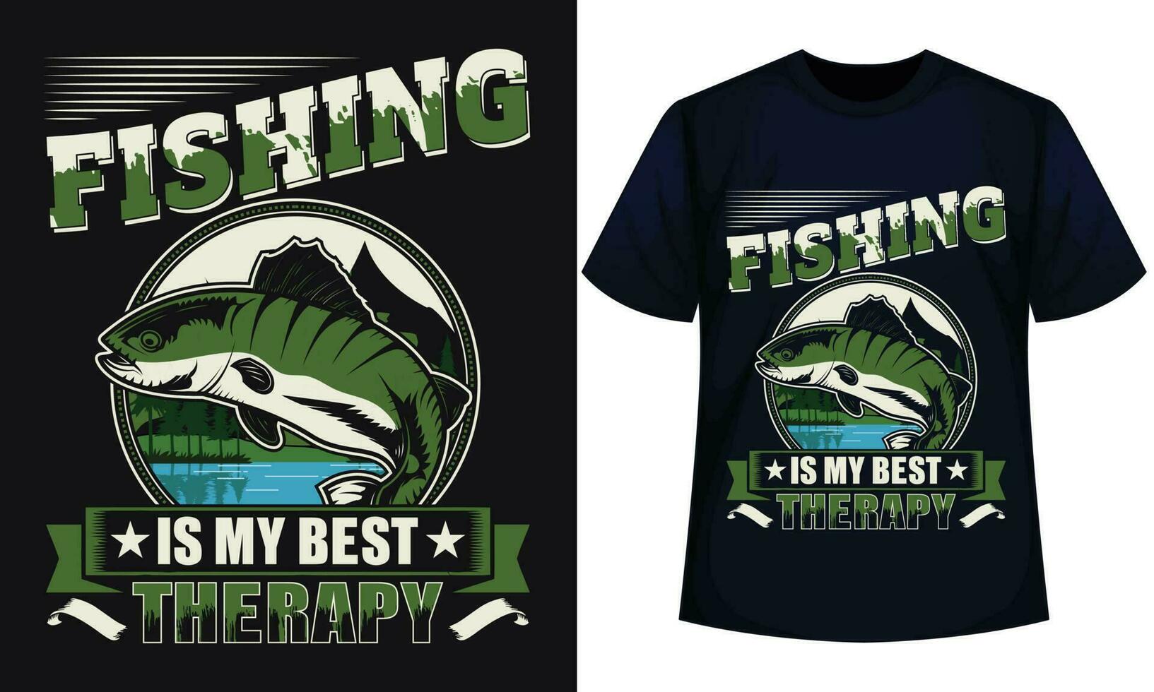 visvangst is mijn het beste therapie. visvangst t-shirt ontwerp vector