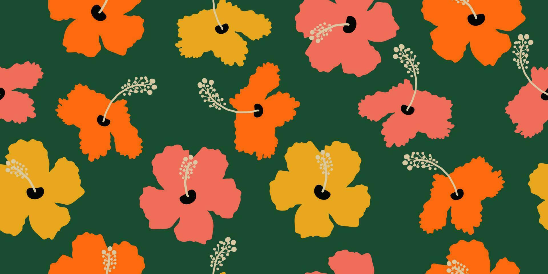 hand- getrokken hibiscus bloemen, naadloos patronen met bloemen voor kleding stof, textiel, kleding, omhulsel papier, omslag, banier, interieur decor, abstract achtergronden. vector