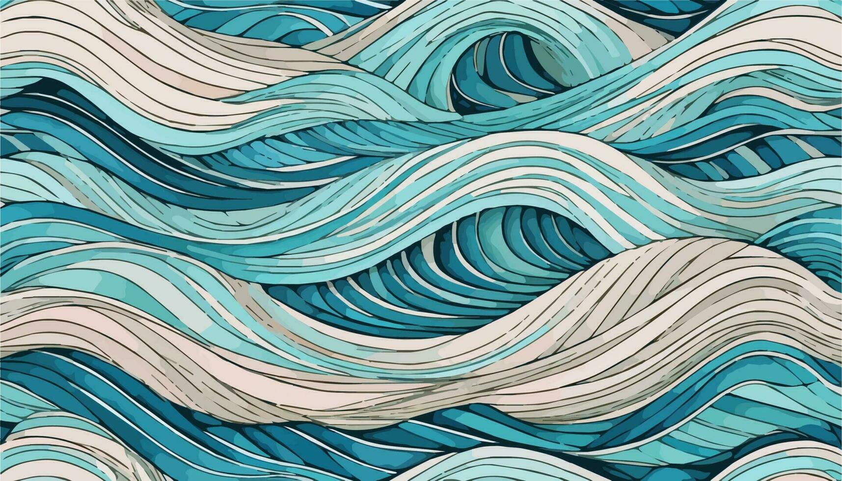 abstract hand getekend waterverf golven achtergrond. vector illustratie. abstract kunst achtergrond met kromme patroon vector. lijn Golf patroon in luxe, Japans patroon stijl.