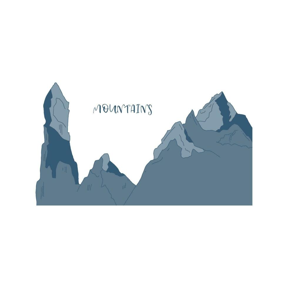 hand- getrokken bergen in tekenfilm stijl vector