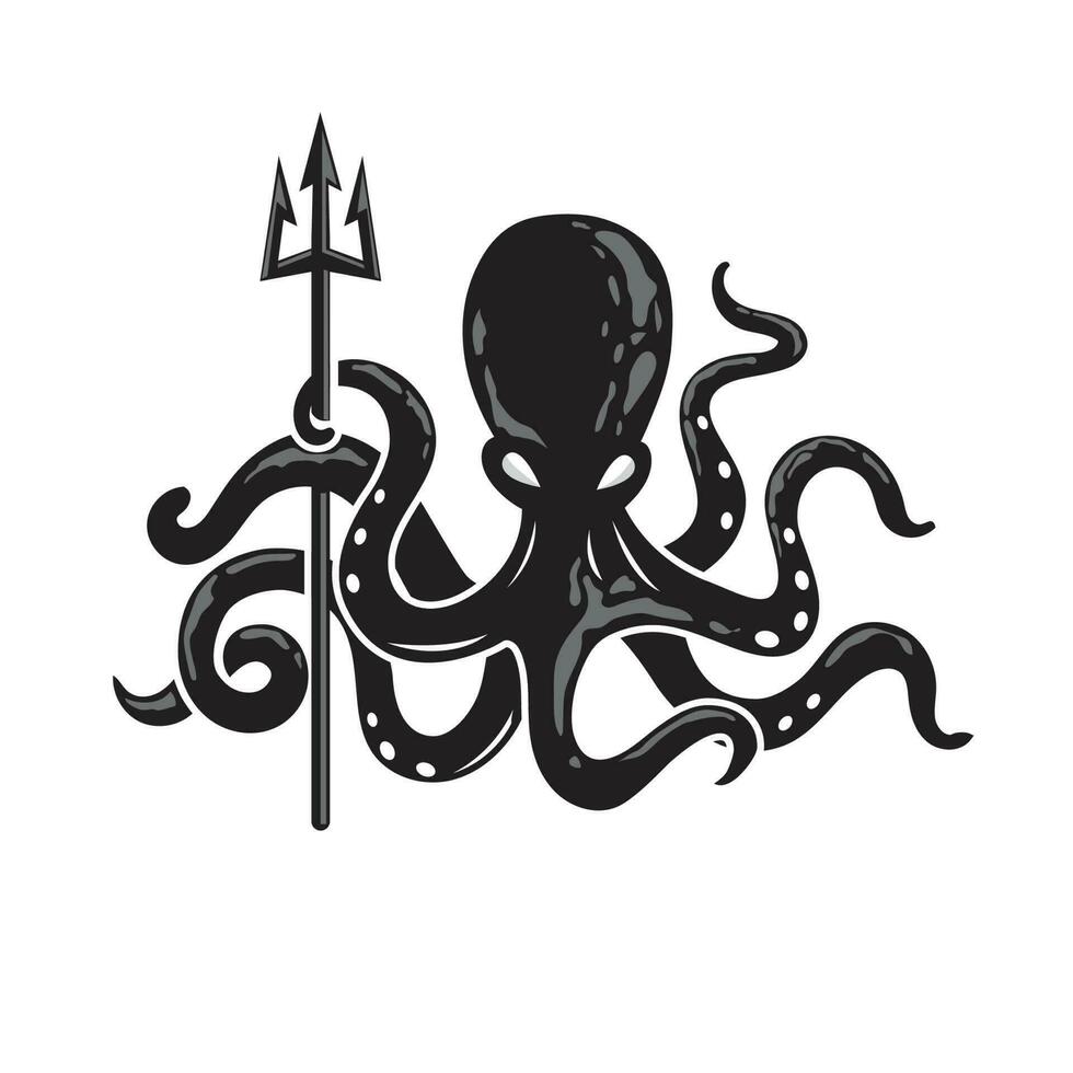 mooi Octopus of kraken Holding drietand vector