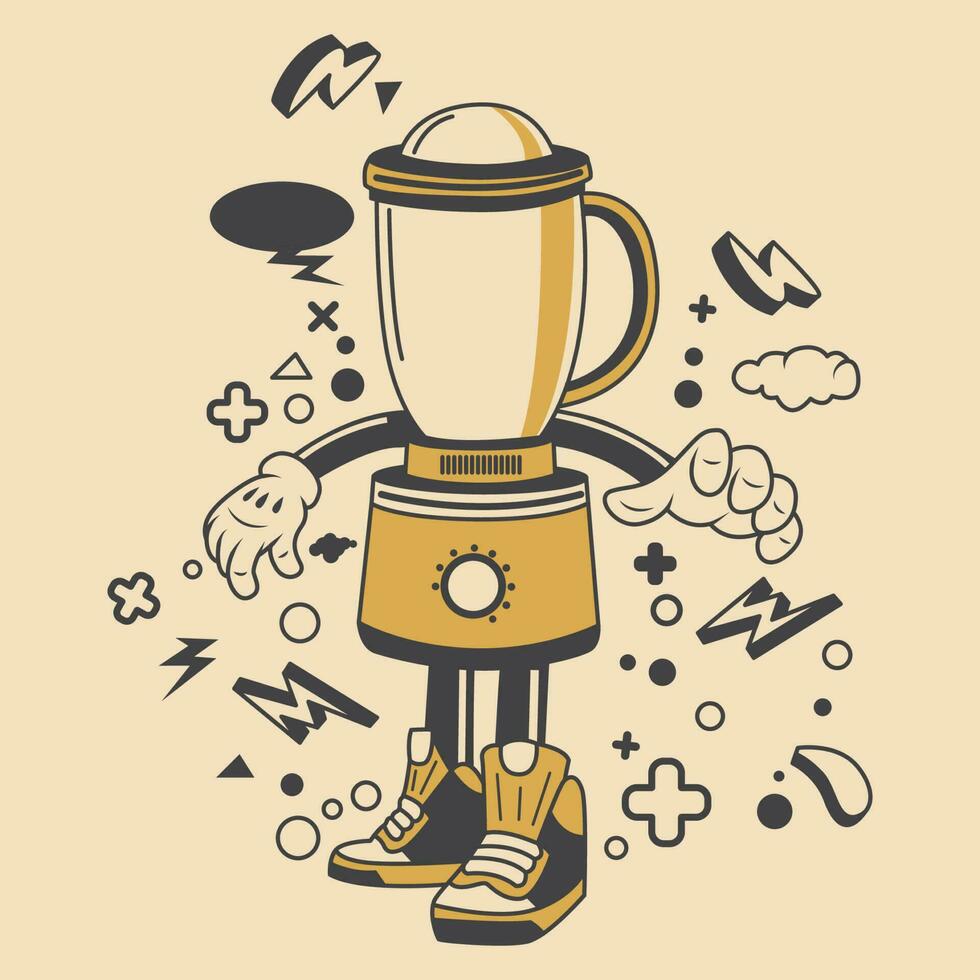 retro blender tekenfilm karakter vector illustratie