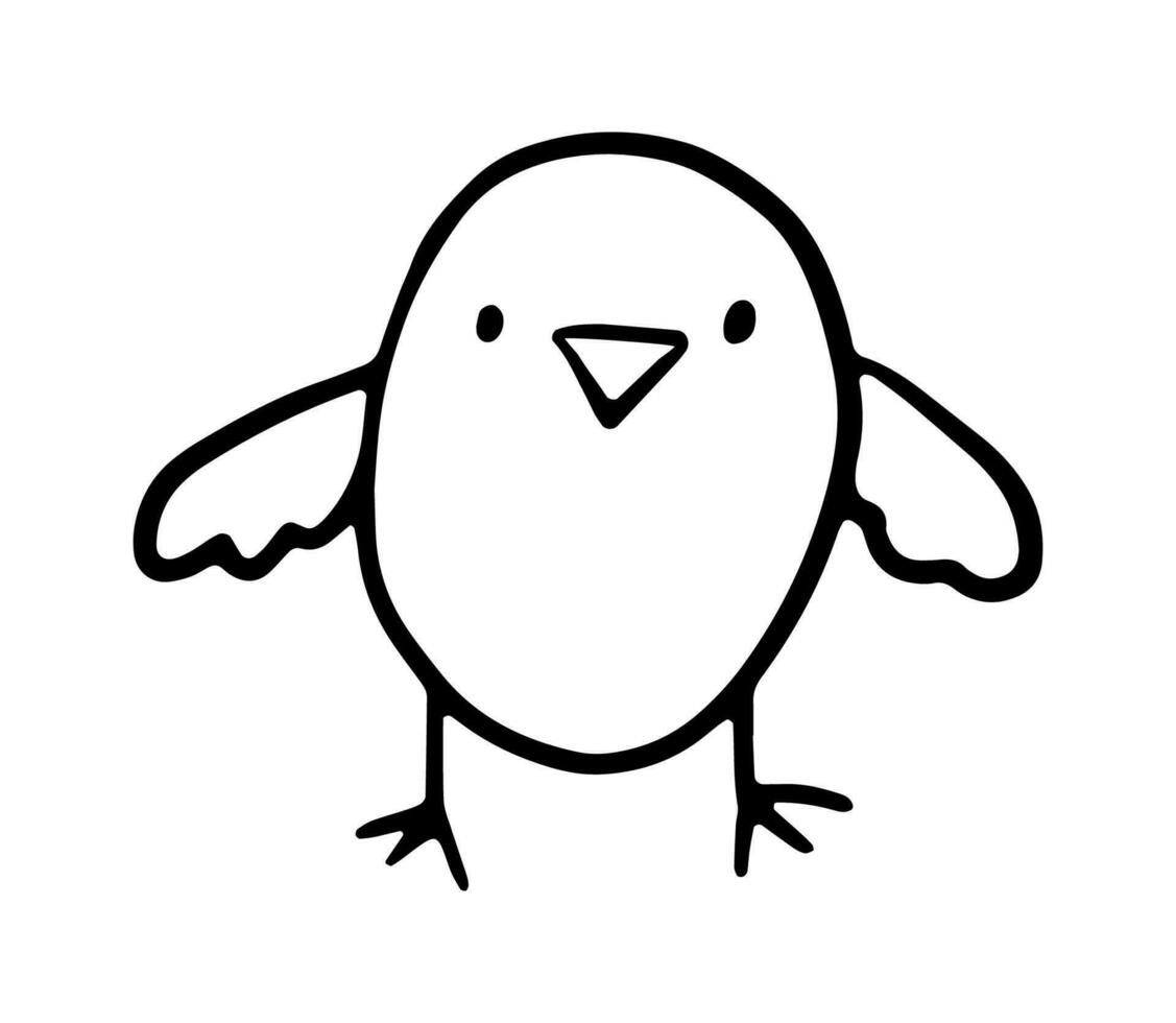 weinig kuiken. schattig tekenfilm hand- getrokken vector tekening illustratie geïsoleerd Aan wit achtergrond. grappig Pasen vogel.