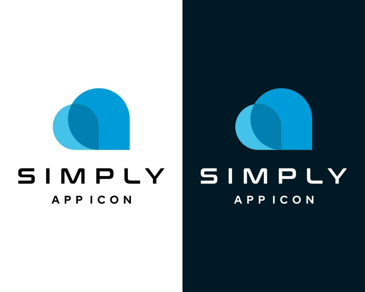 eenvoudig app icoon logo met een blauw wolk in de midden. vector