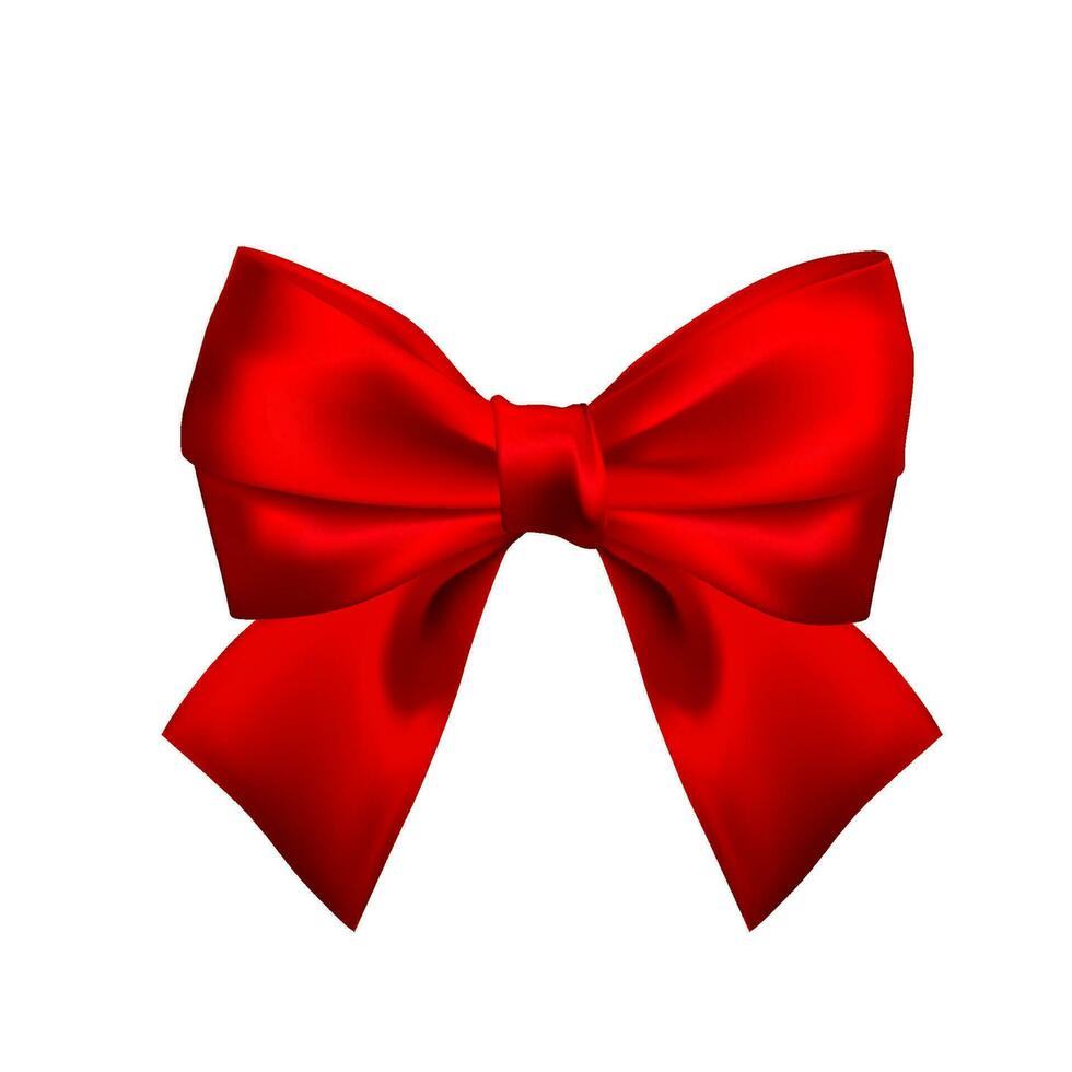 realistisch rood boog geïsoleerd Aan wit. element voor decoratie geschenken, hartelijk groeten, vakantie. vector illustratie