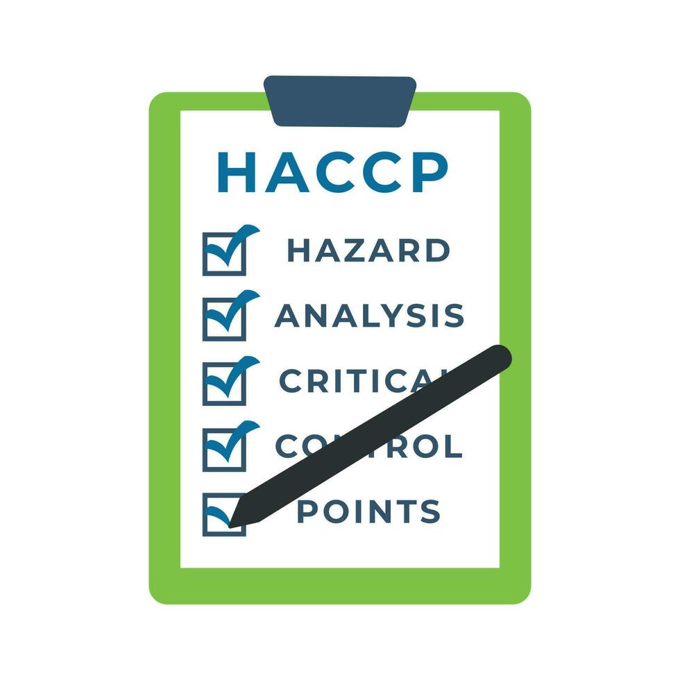 haccp document icoon met controleren merken vector