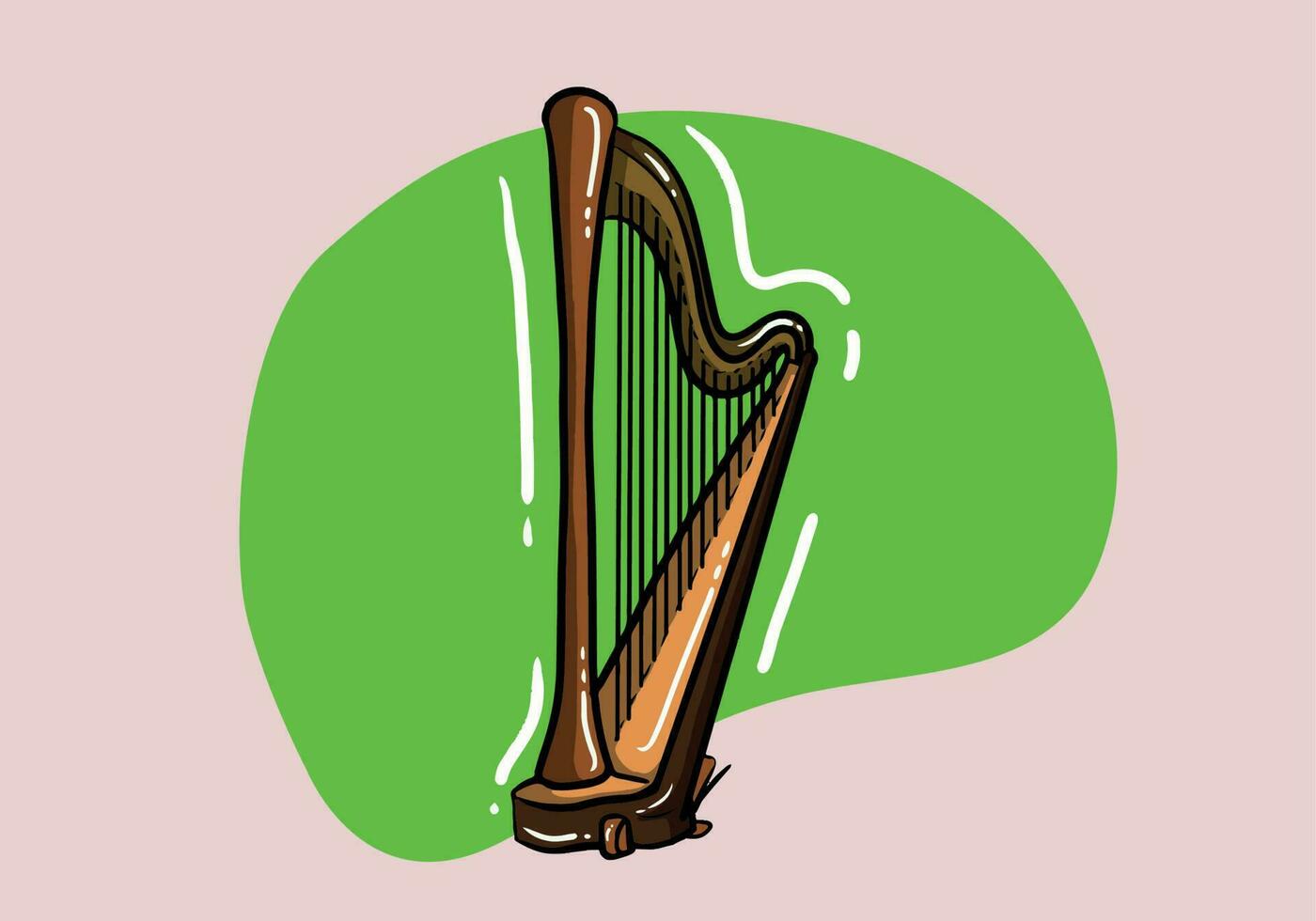 keltisch harp geïsoleerd Aan achtergrond, vector illustratie van nationaal Iers draad musical instrument