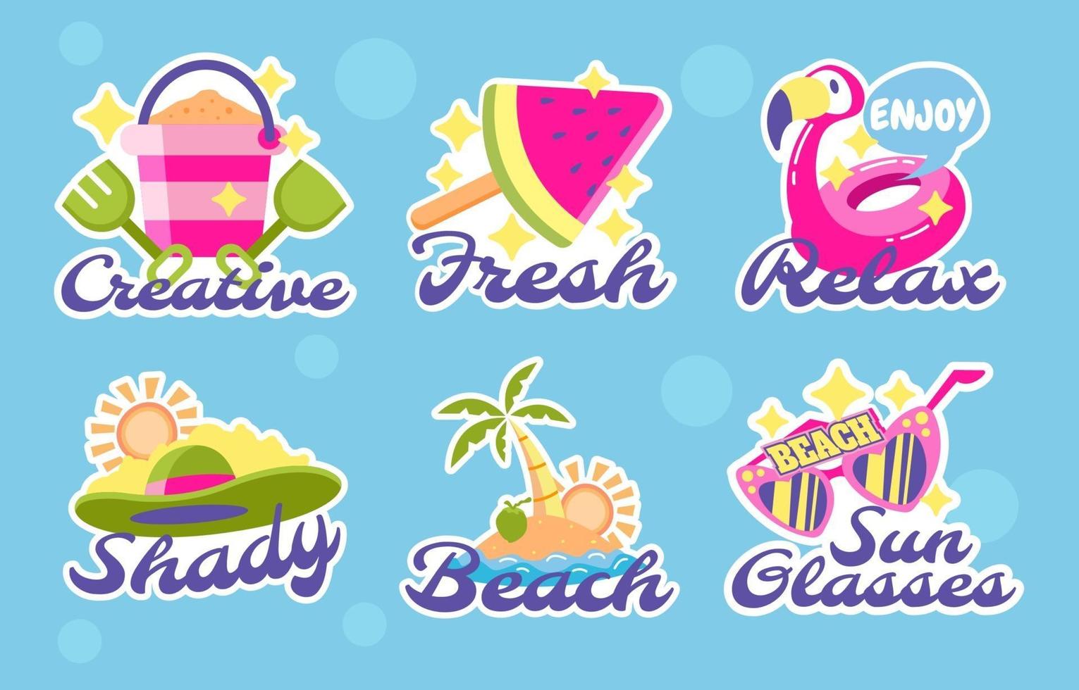 set zomer stickers vector