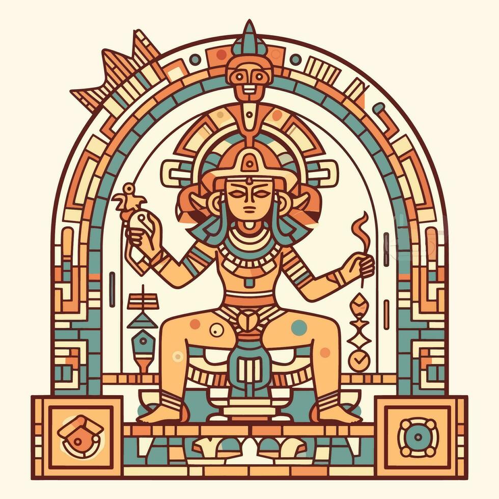 onderzoeken de ingewikkeld details van aztec cultuur met onze verbijsterend hand getekend aztec illustratie ontwerp vector