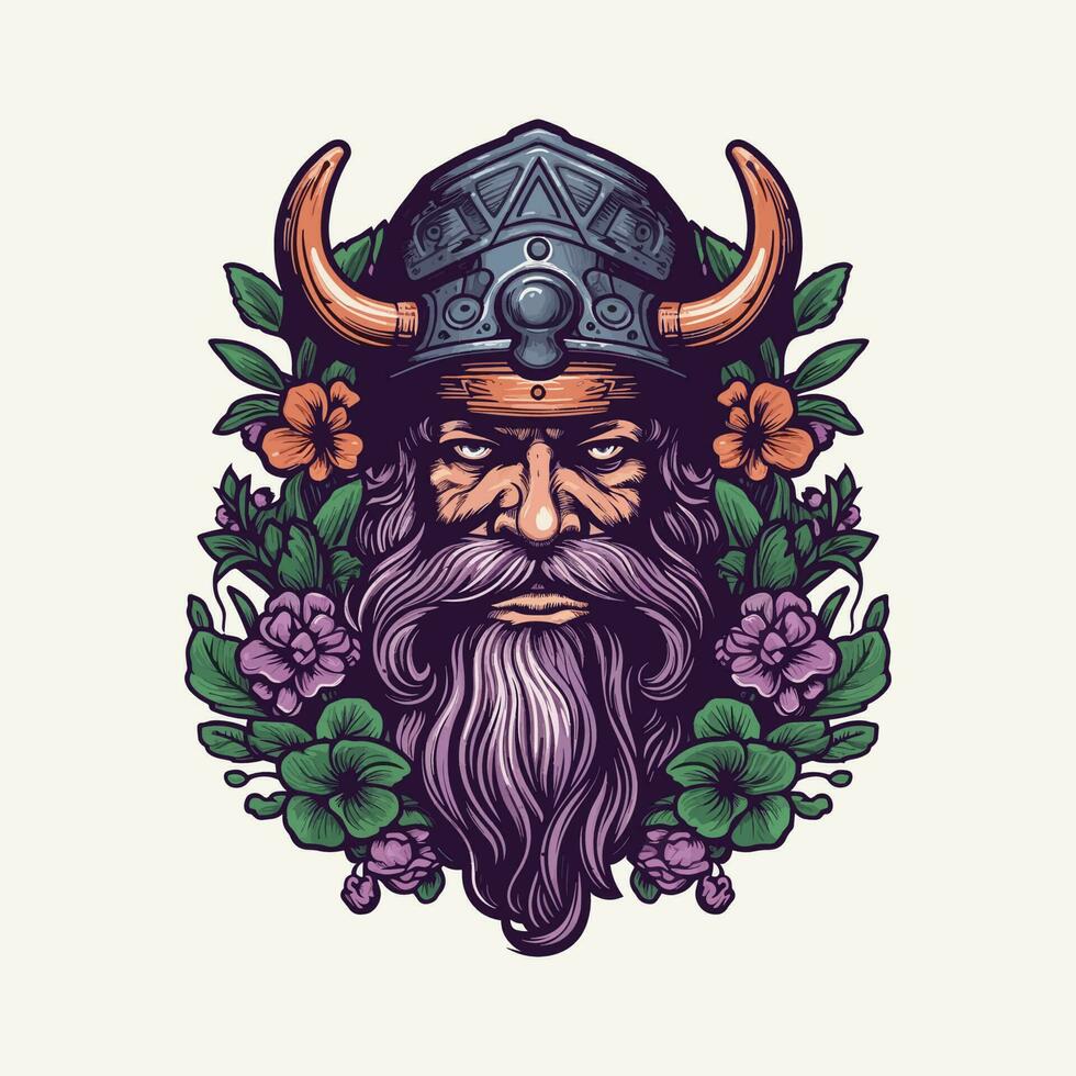 een woest viking krijger hand getekend logo ontwerp, perfect voor een sport- team of merk willen naar overbrengen sterkte en veerkracht vector