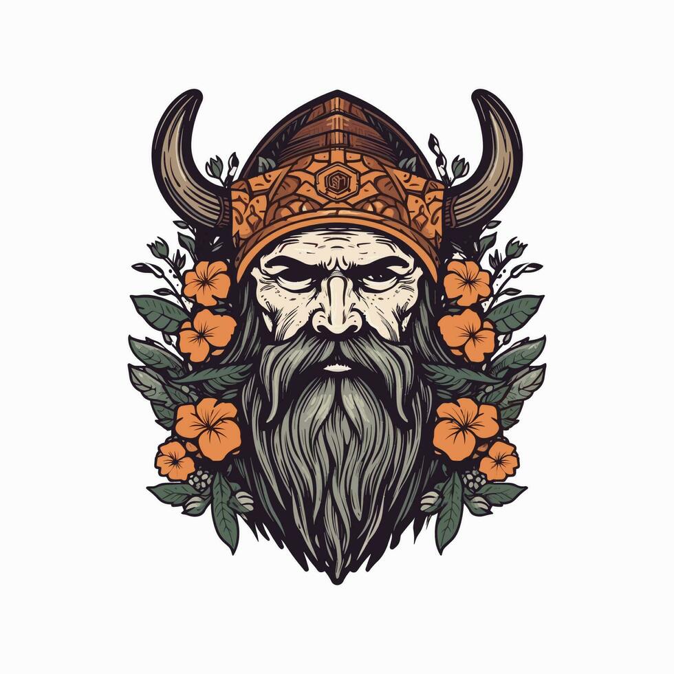 een woest viking krijger hand getekend logo ontwerp, perfect voor een sport- team of merk willen naar overbrengen sterkte en veerkracht vector