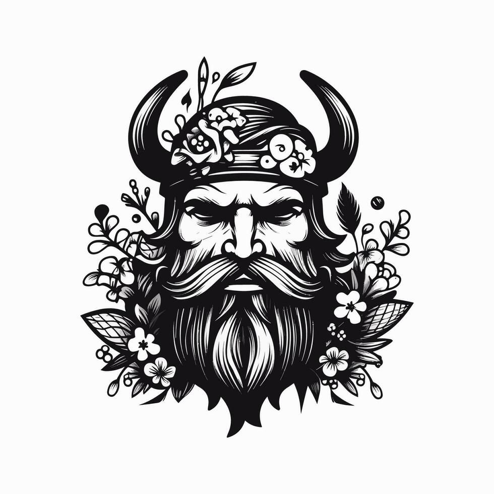 een woest viking krijger hand getekend logo ontwerp, perfect voor een sport- team of merk willen naar overbrengen sterkte en veerkracht vector