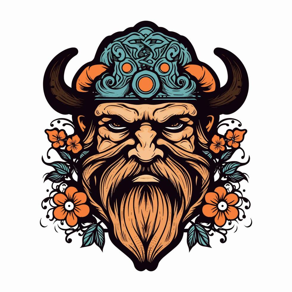 viking krijger hand getekend logo ontwerp illustratie vector