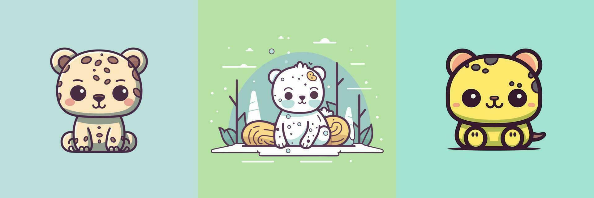 schattig kawaii jaguar tekenfilm illustratie vector