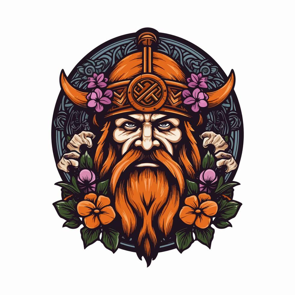 een woest viking krijger hand getekend logo ontwerp, perfect voor een sport- team of merk willen naar overbrengen sterkte en veerkracht vector