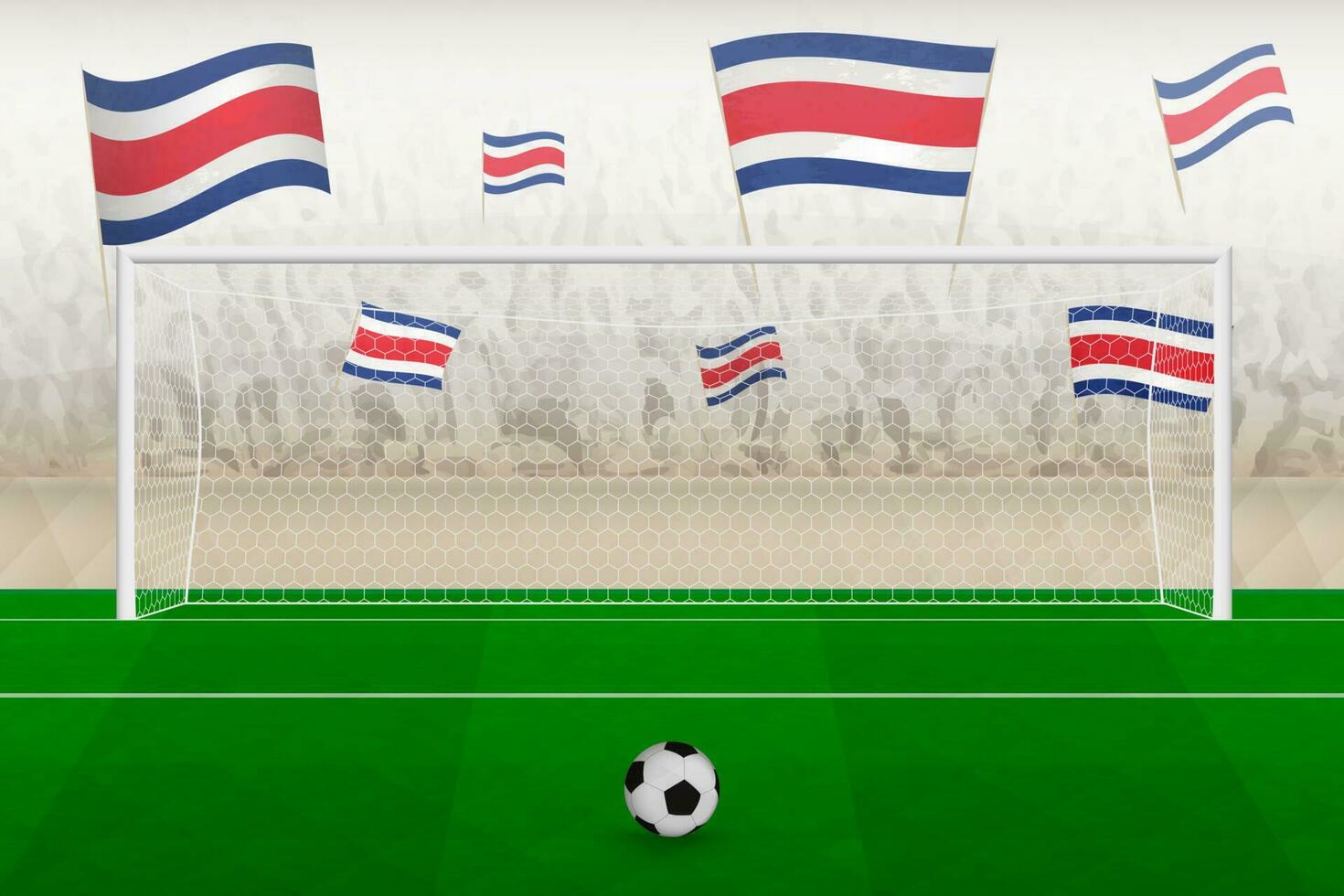 costa rica Amerikaans voetbal team fans met vlaggen van costa rica juichen Aan stadion, straf trap concept in een voetbal wedstrijd. vector