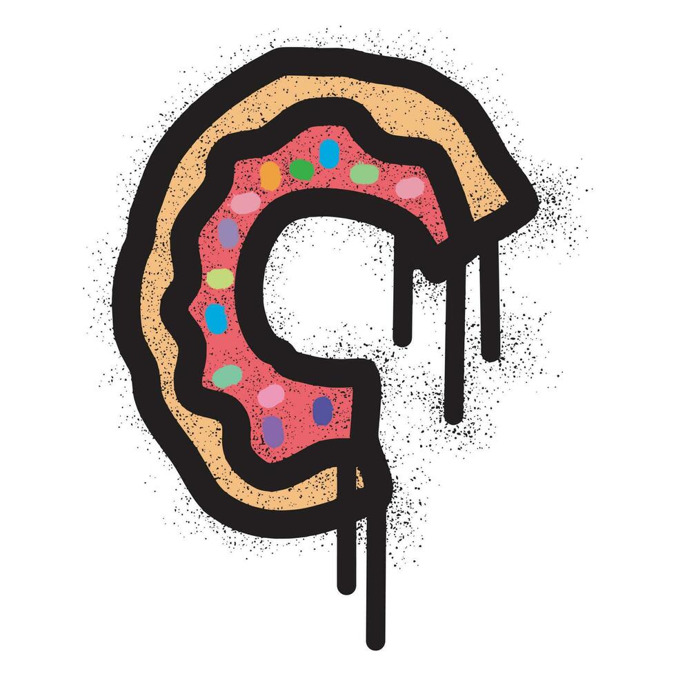 graffiti donuts icoon met verstuiven verf vector