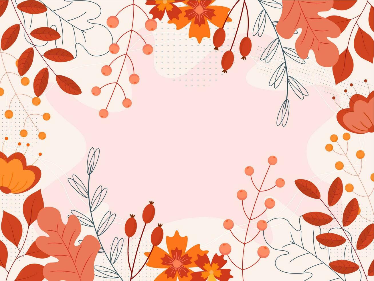pastel roze achtergrond versierd met bloemen, BES takken en bladeren. vector