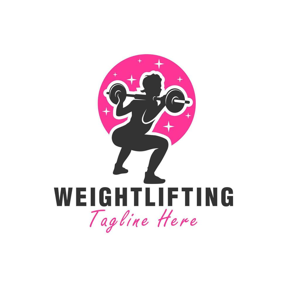vrouw gewichtheffen sport vector illustratie logo