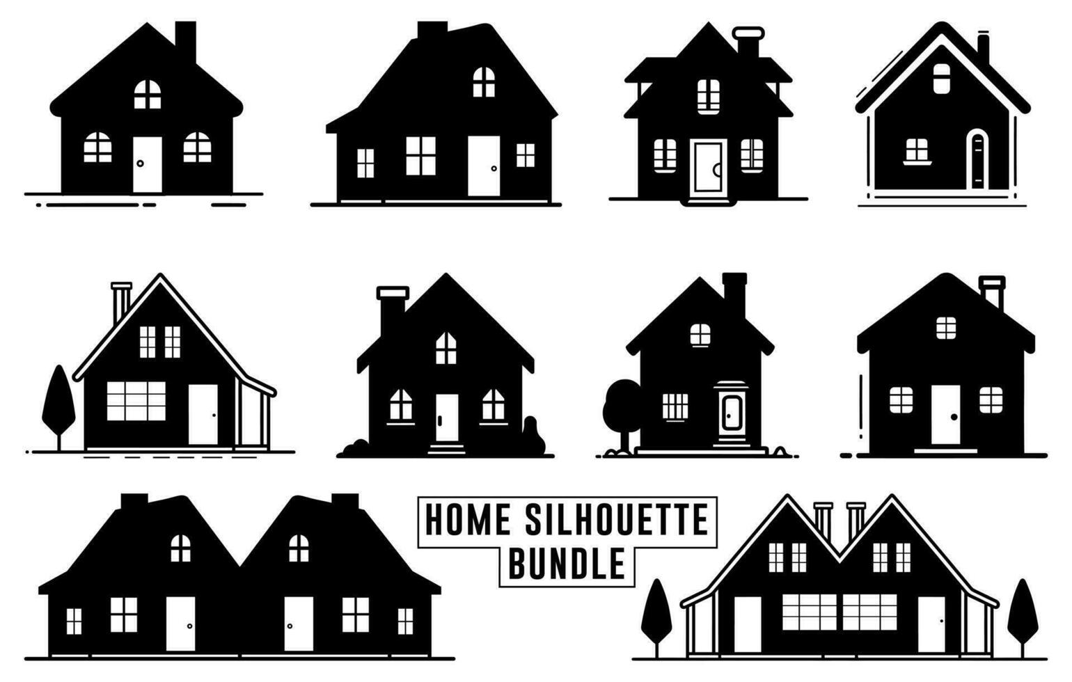 huis vector silhouet set, huis grafisch silhouet bundel, huis silhouet verzameling
