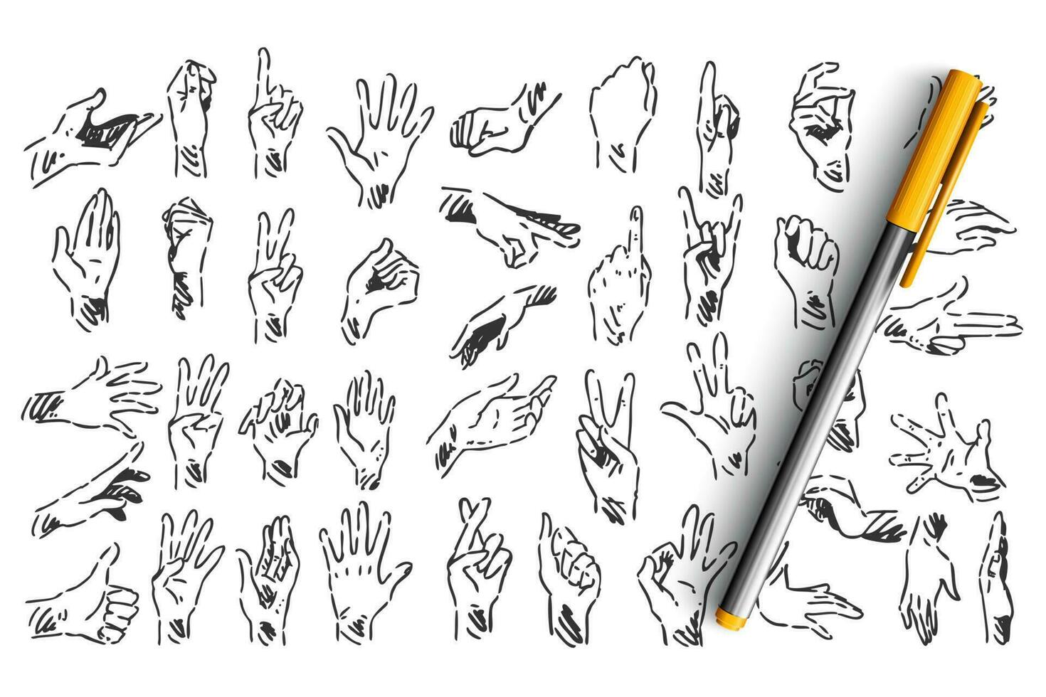 hand- gebaren tekening reeks vector