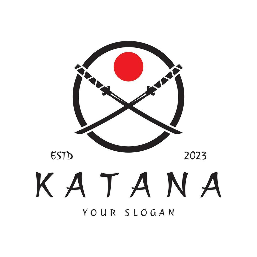 gemakkelijk katana samurai zwaard logo ontwerp sjabloon vector, vector