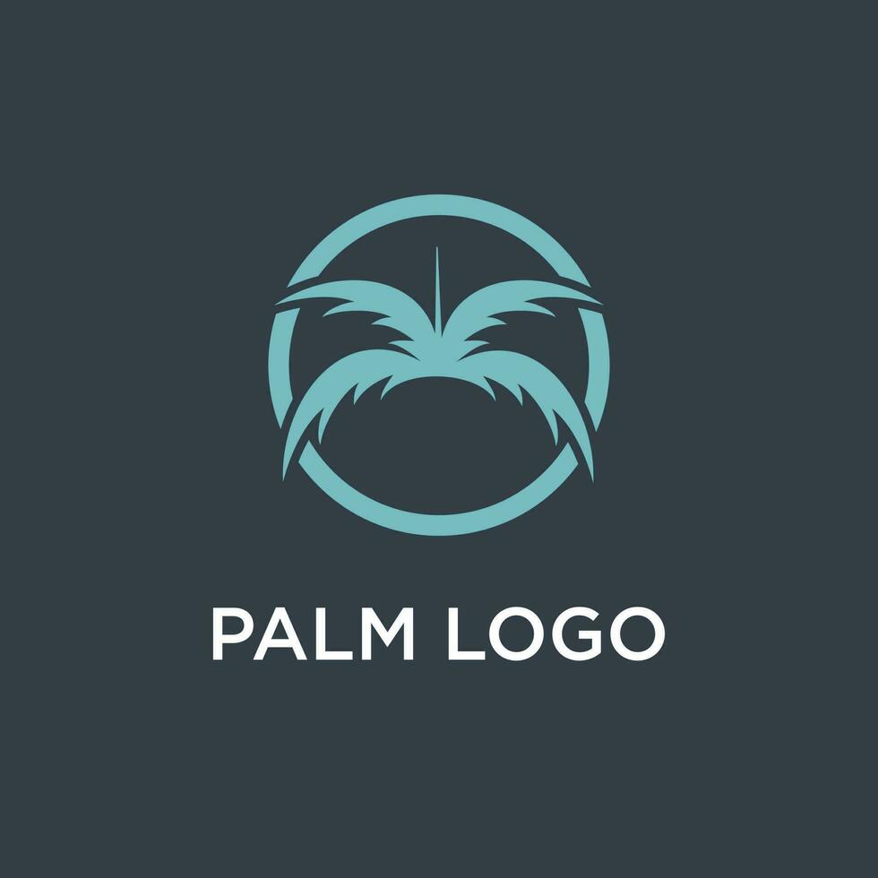 palm boom logo ontwerp sjabloon met cirkel element vector