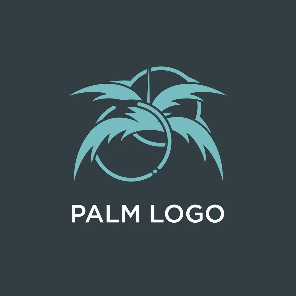 palm boom logo ontwerp sjabloon met cirkel element vector