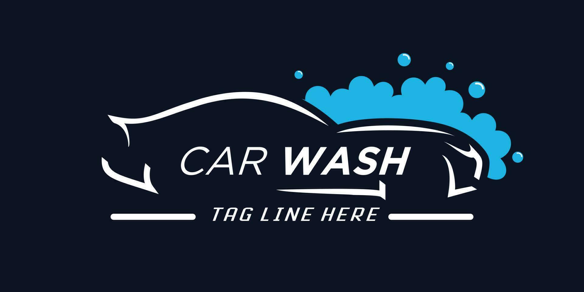 automotive wassen of auto wassen logo met creatief auto vorm en bubbel ontwerp vector