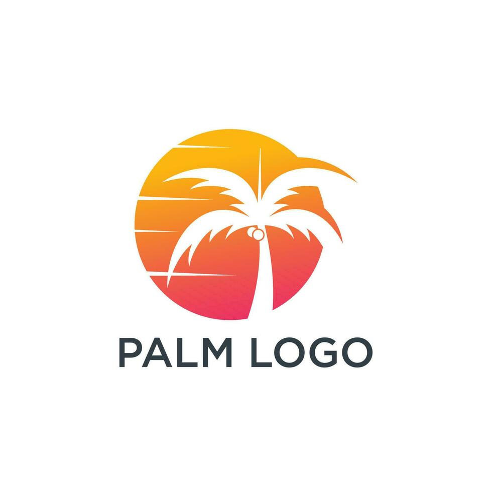 palm boom logo ontwerp sjabloon met cirkel element vector