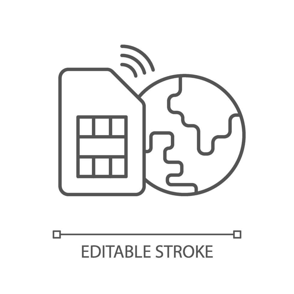 wereldwijde simkaart lineaire pictogram vector