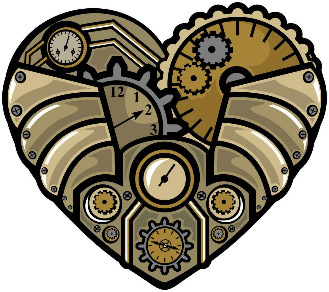 steampunk harten. technologie. vlak tekenfilm stijl geschikt voor landen web Pagina's, spandoeken, flyers, stickers, kaarten vector