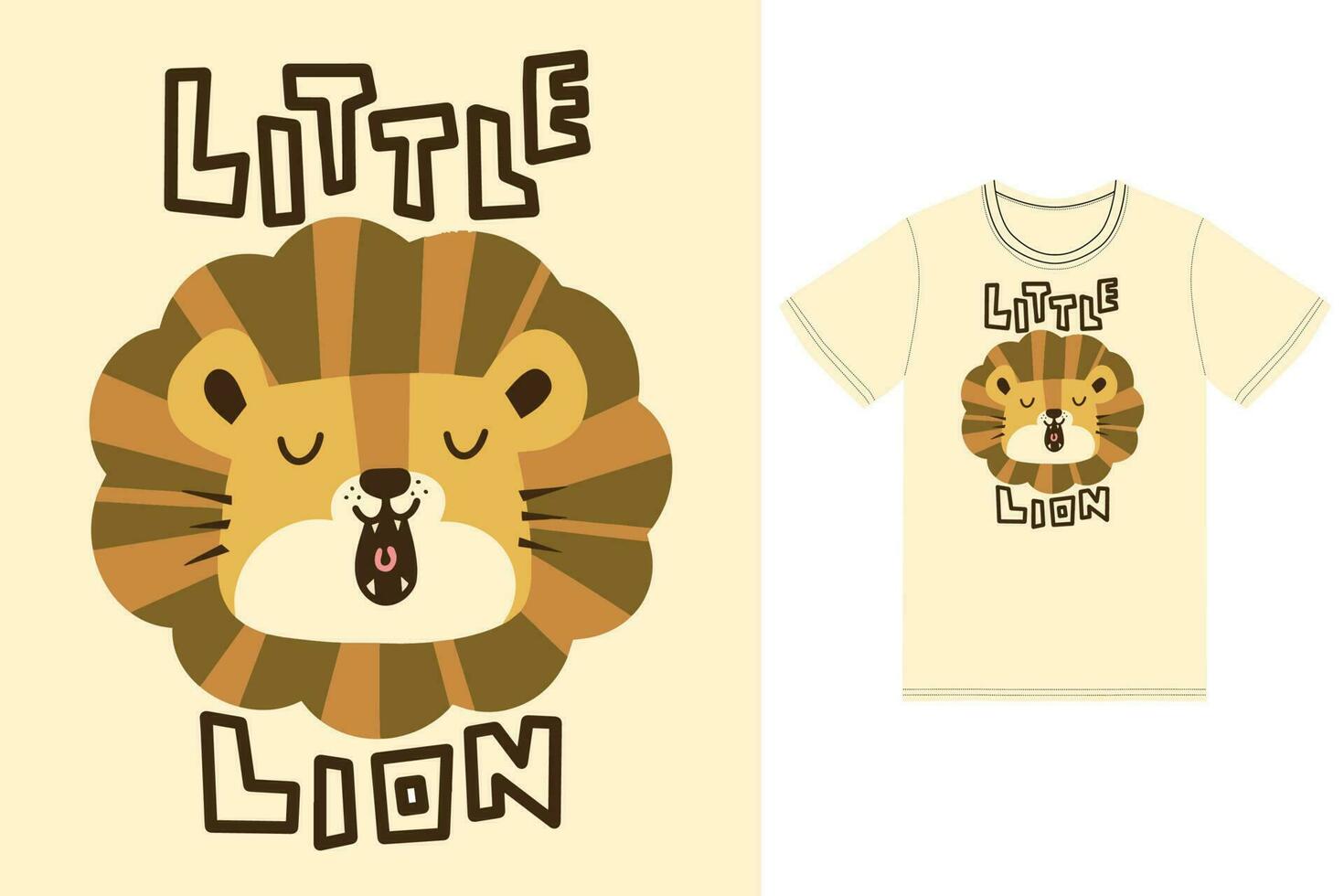 schattig leeuw illustratie met t-shirt ontwerp premie vector