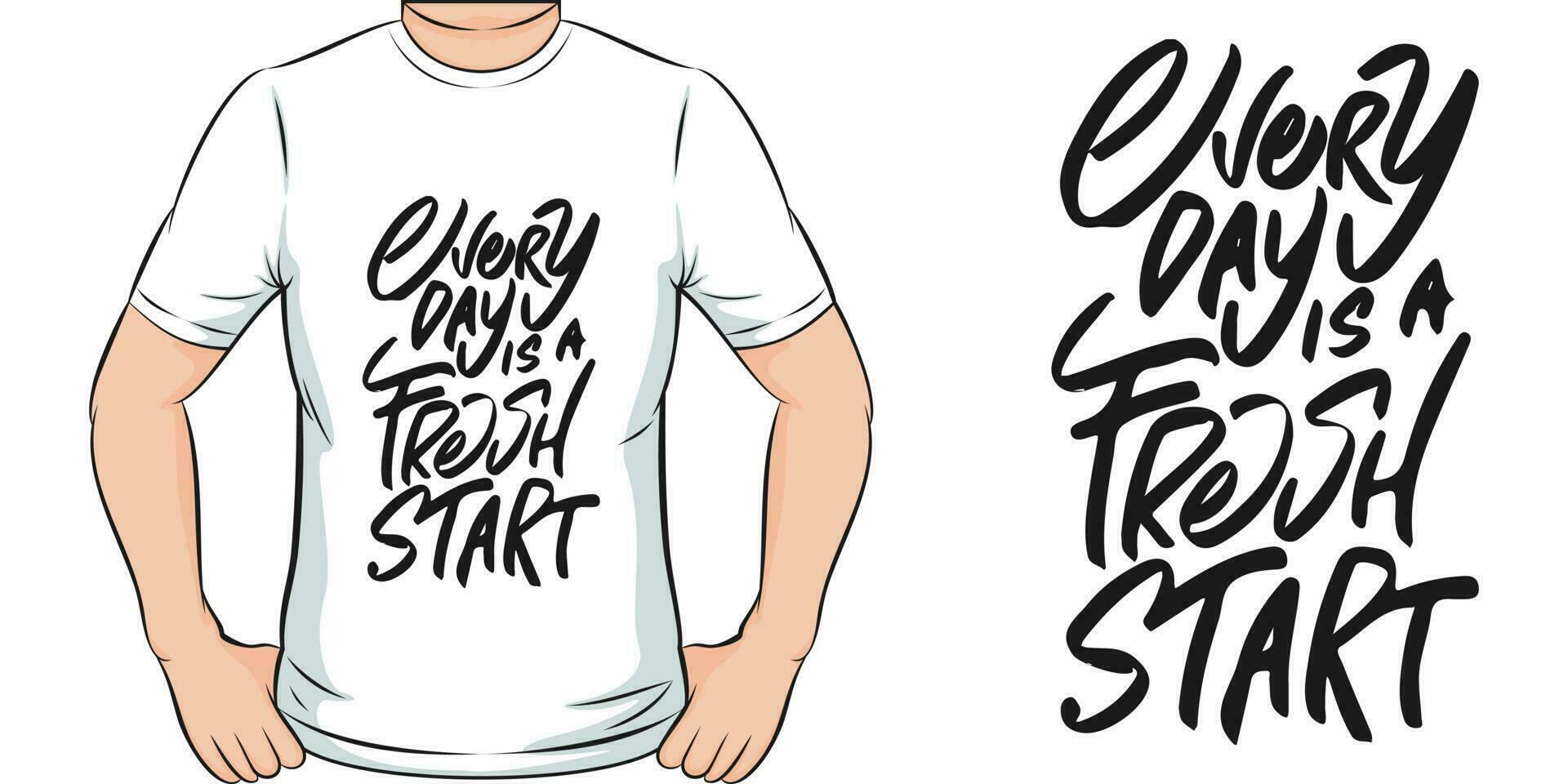 elke dag is een vers begin, motiverende citaat t-shirt ontwerp. vector