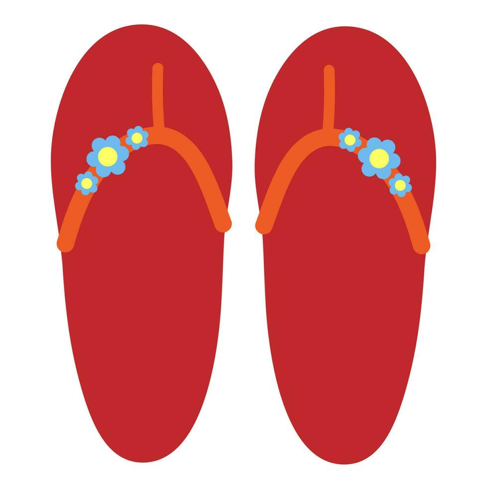 rood strand sandalen met madeliefjes. bloemen omdraaien flopt. zomer schoenen vector