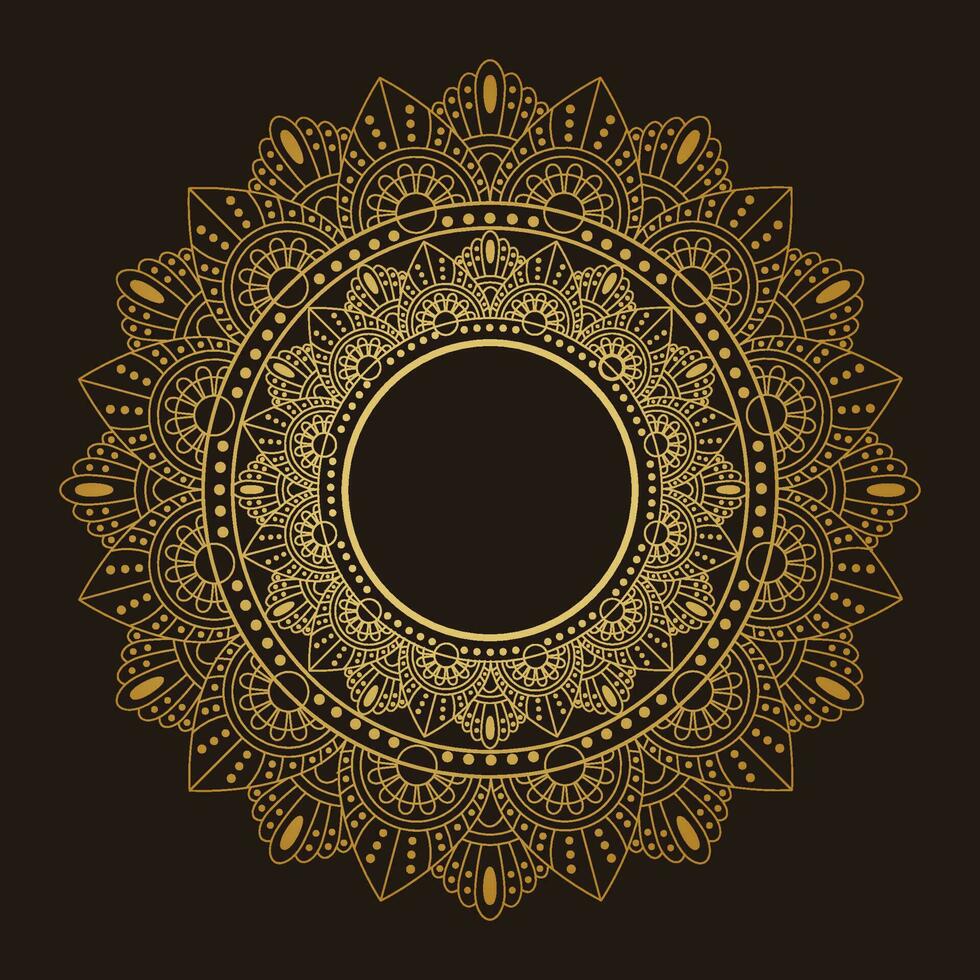 goud mandala ornament ontwerp geïsoleerd Aan een donker achtergrond. vector
